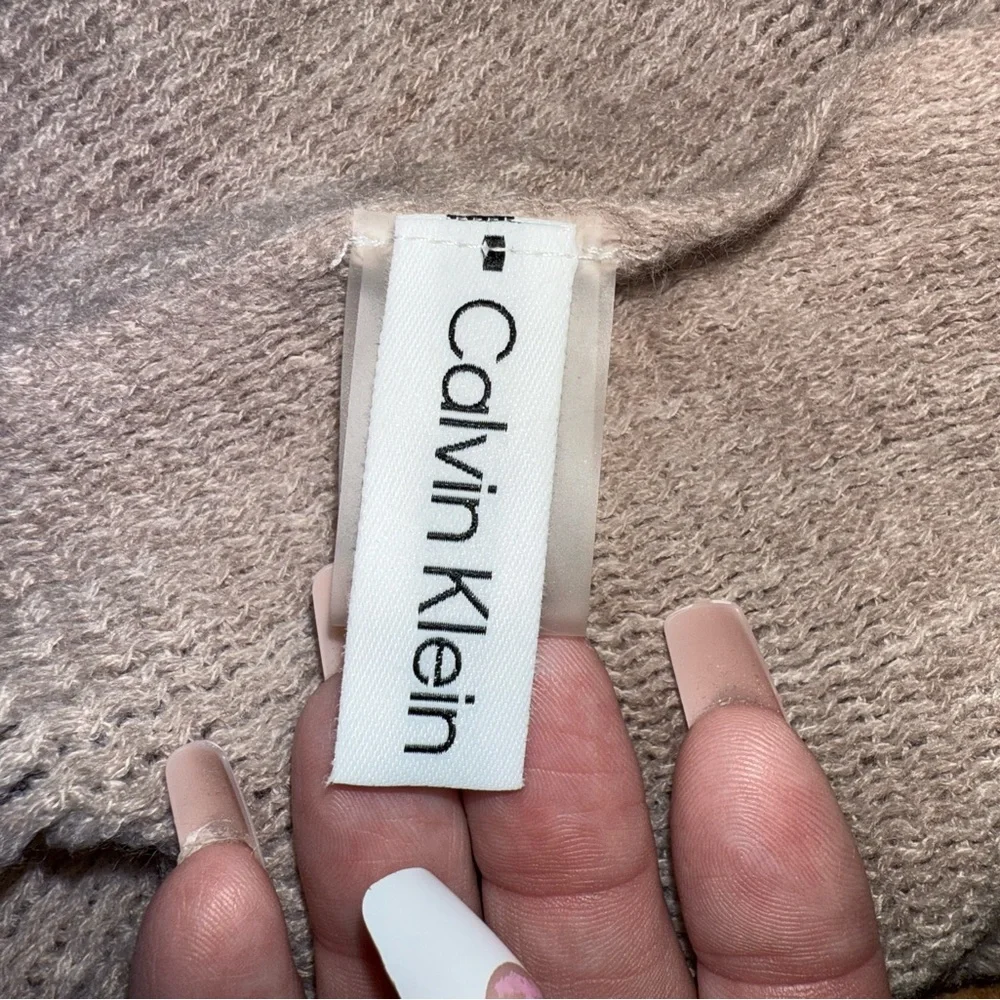 Calvin Klein Beige Almond Acrylic Woven Scarf Women One Size